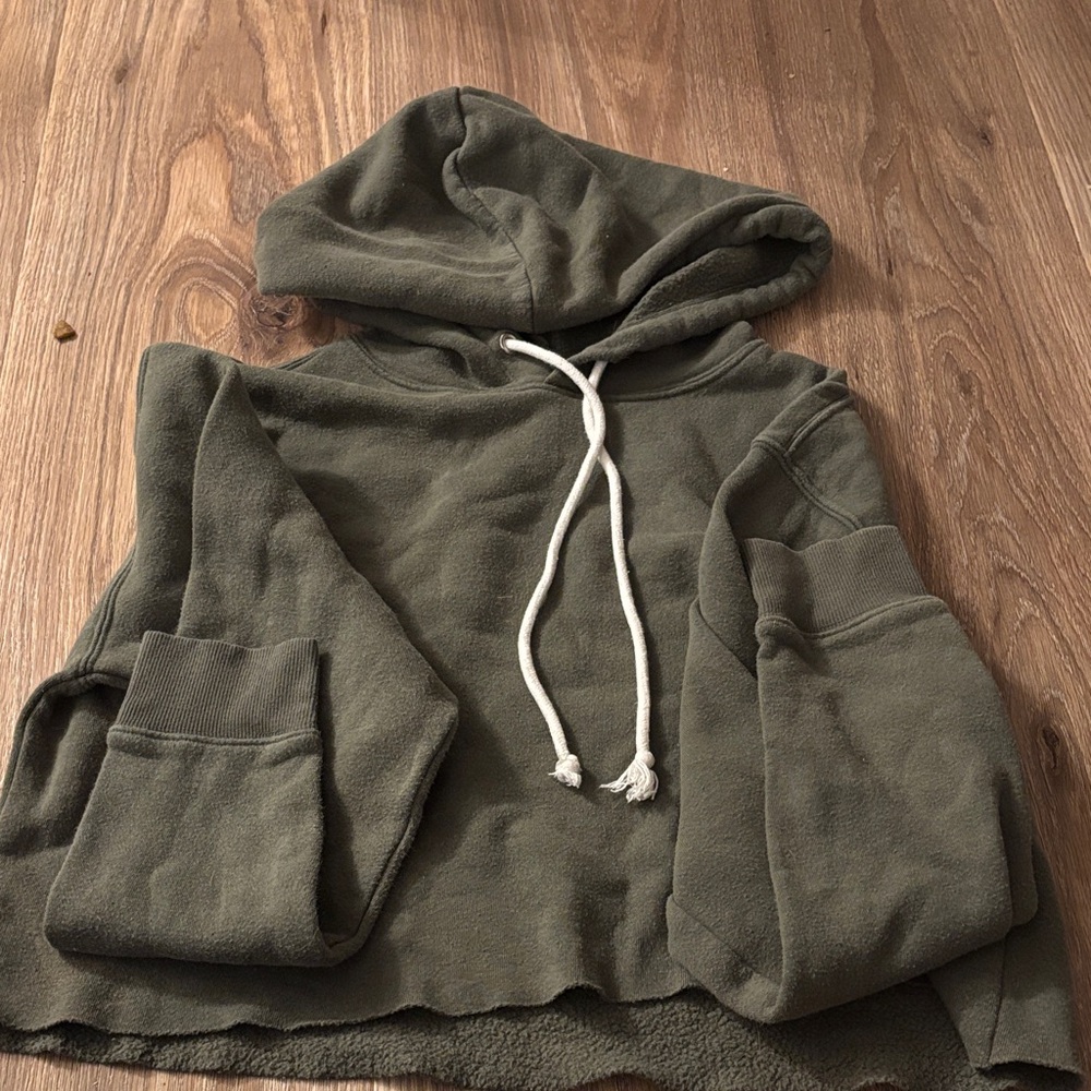wild fable Olive Green Hooded Cropped Sweatshirt
